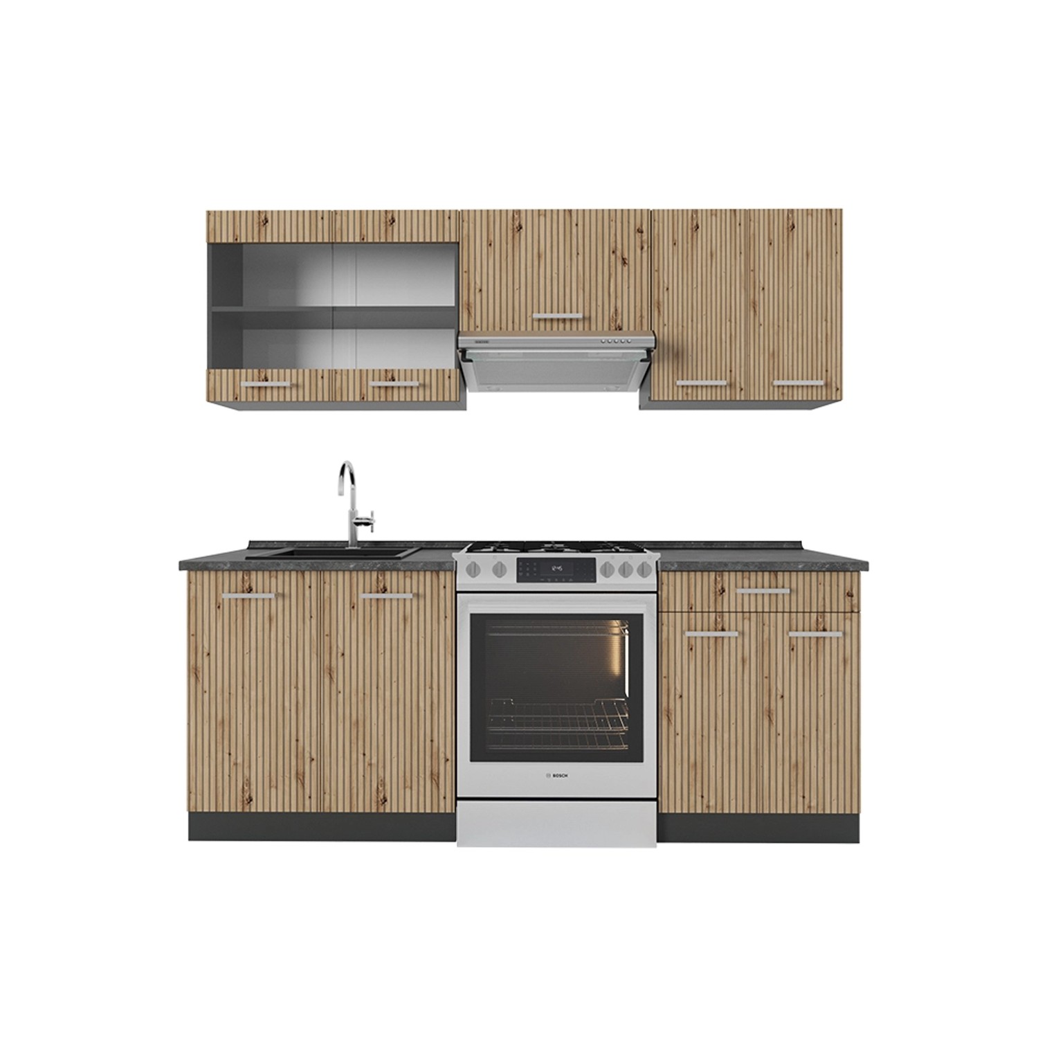 Vicco R-Line Küchenzeile Artisan Eiche/Anthrazit 200 cm ohne Arbeitsplatte günstig online kaufen