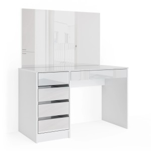 Weißer Vicco Schminktisch Sherry (120 cm) mit Spiegel und Schubladen.