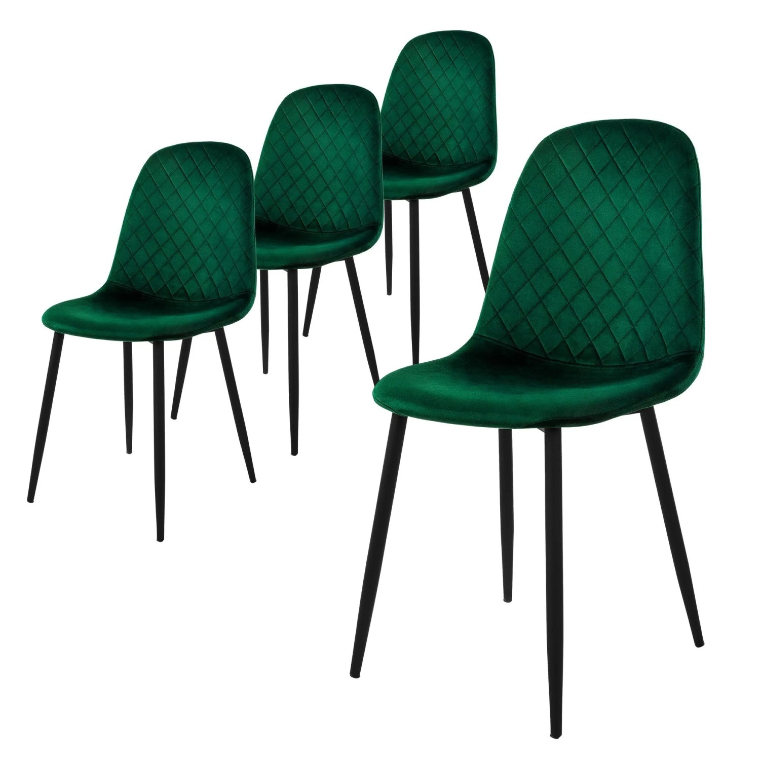 ML-Design Esszimmerstühle 4er Set Dunkelgrün Samtbezug Metallbeine