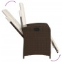 Verstellbarer, brauner vidaXL Gartensessel mit Fußteil aus Poly Rattan, Seitenansicht.