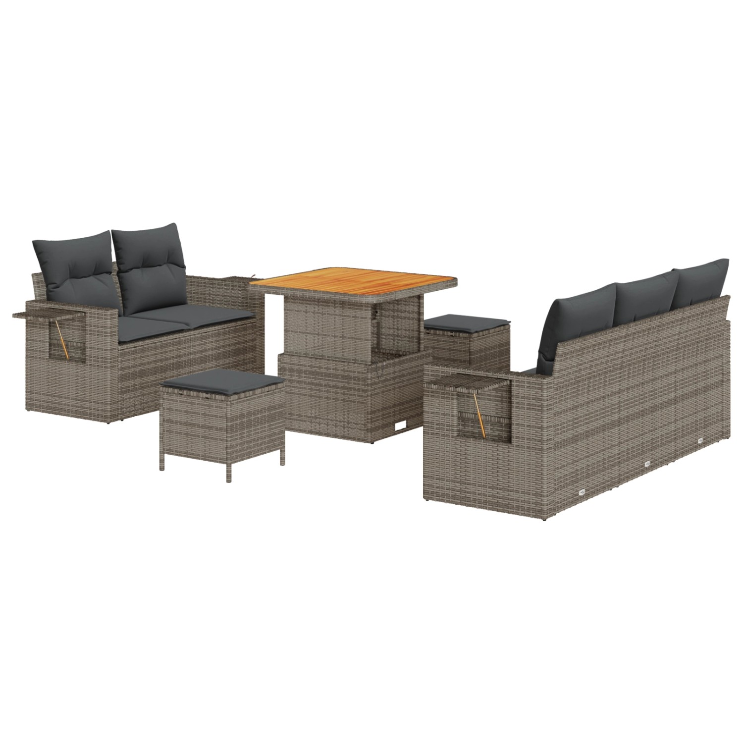 vidaXL Garten-Sofa-Set 8-Tlg Grau Poly Rattan 3361688 günstig online kaufen