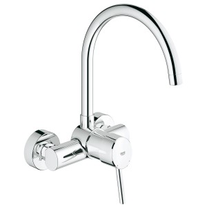 Grohe Concetto Küchenarmatur DN 15 für Wandmontage, Chrom, mit hohem Auslauf.