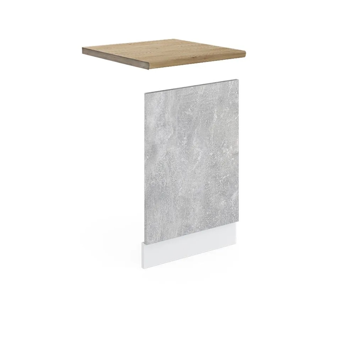 Vicco Frontblende R-Line Geschirrspüler Fronttür Beton Weiß 45 cm AP Eiche