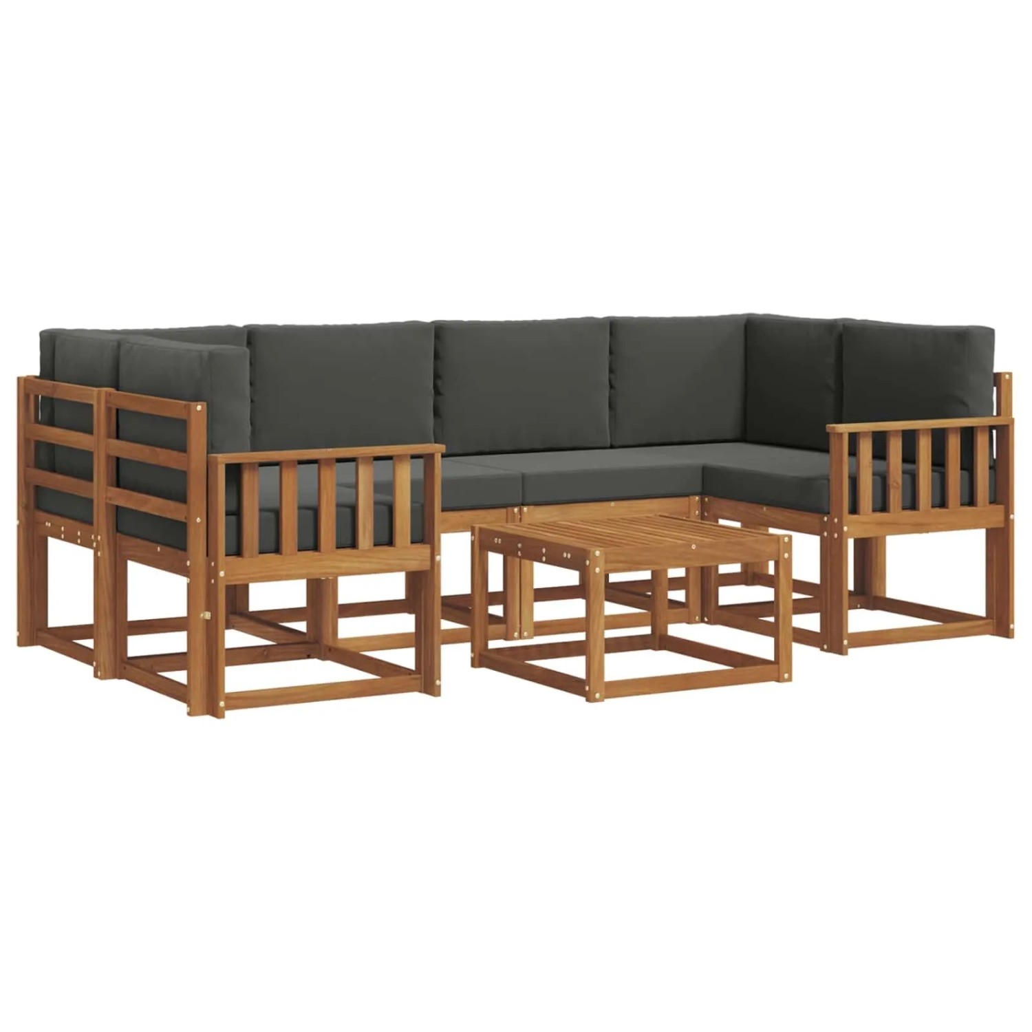 vidaXL Outdoor-Sofagarnitur mit Kissen 7-Tlg Natur und Anthrazit 3366075