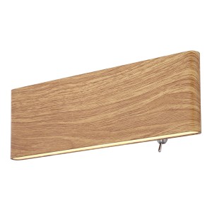 Moderne LED-Wandleuchte Siegfried in Holzoptik, 22,5x8 cm, für stimmungsvolle Beleuchtung im Innenbereich.