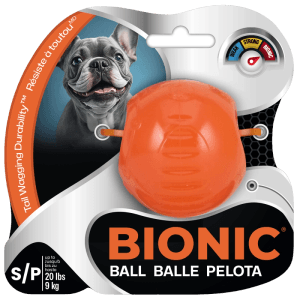 Bionic Hundespielzeug Ball, 5,8 cm, orange. Robustes Wasserspielzeug für Hunde.