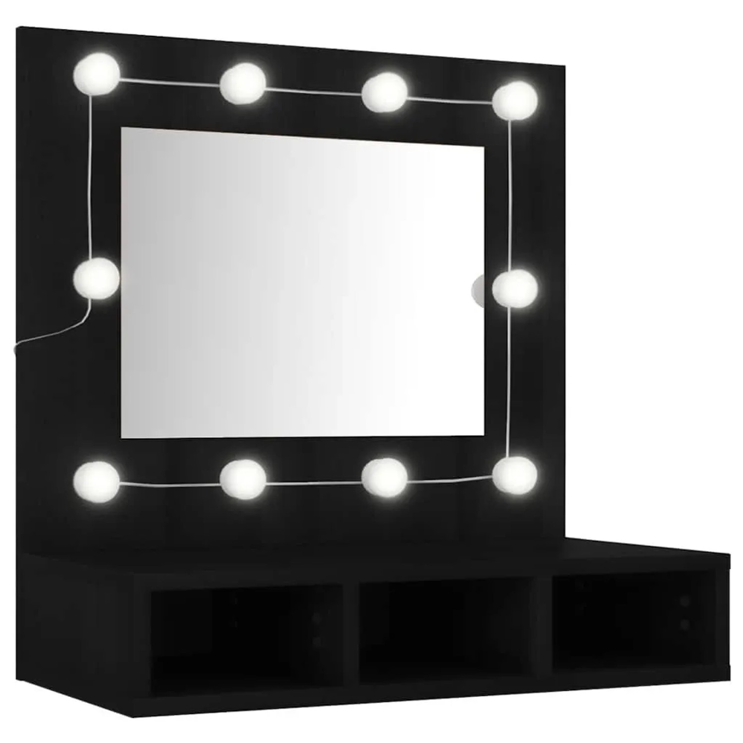 vidaXL Spiegelschrank mit LED Schwarz 60x31,5x62 cm 833520 günstig online kaufen