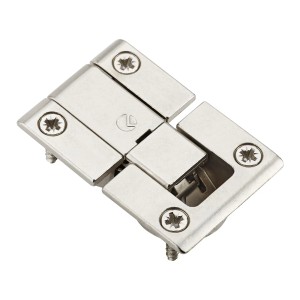 SOTECH Klappenscharnier KIMANA in Edelstahloptik, 26 mm Topfdurchmesser, mit sichtbaren Schrauben für Möbelklappen.