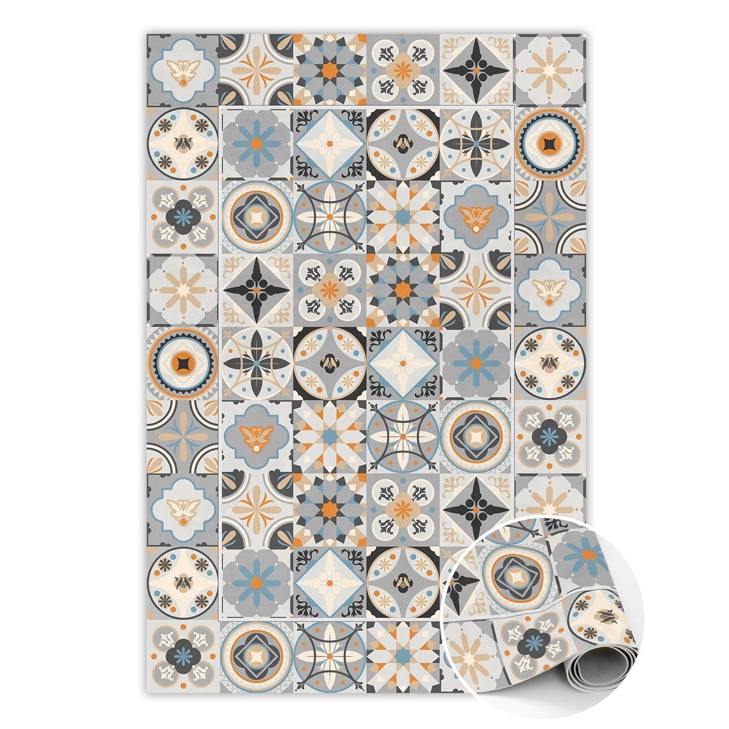 Tulup Teppich Geometrische Muster Tapijt Vinyl 150x225 cm Beige PVC Tapijt günstig online kaufen