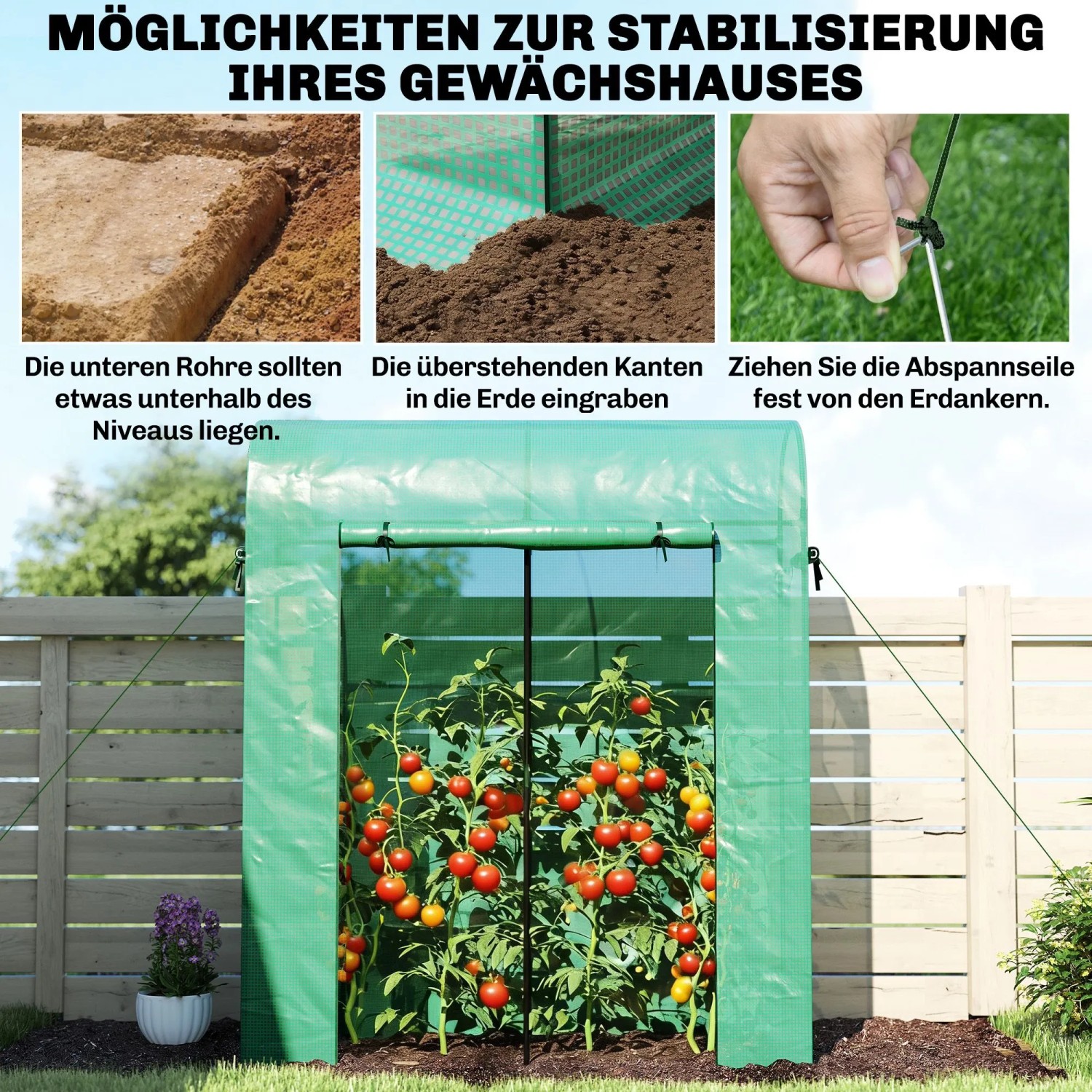 Furnicato Tomatengewächshaus Foliengewächshaus Mit Rolltor Netzfenster Bogendach 170 X 68 X 200 Cm Grün_7