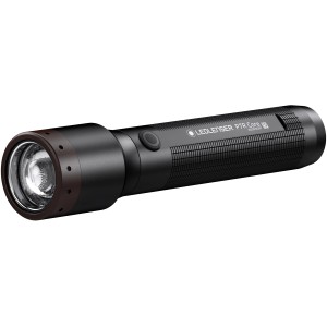 Schwarze Ledlenser P7R Core LED Taschenlampe aus Aluminium, akkubetrieben.