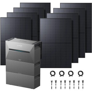 Anker Solix Solarbank 3 E2700 Pro Balkonkraftwerk mit 8 Solarpanels, 2 Akkus und Zubehör.