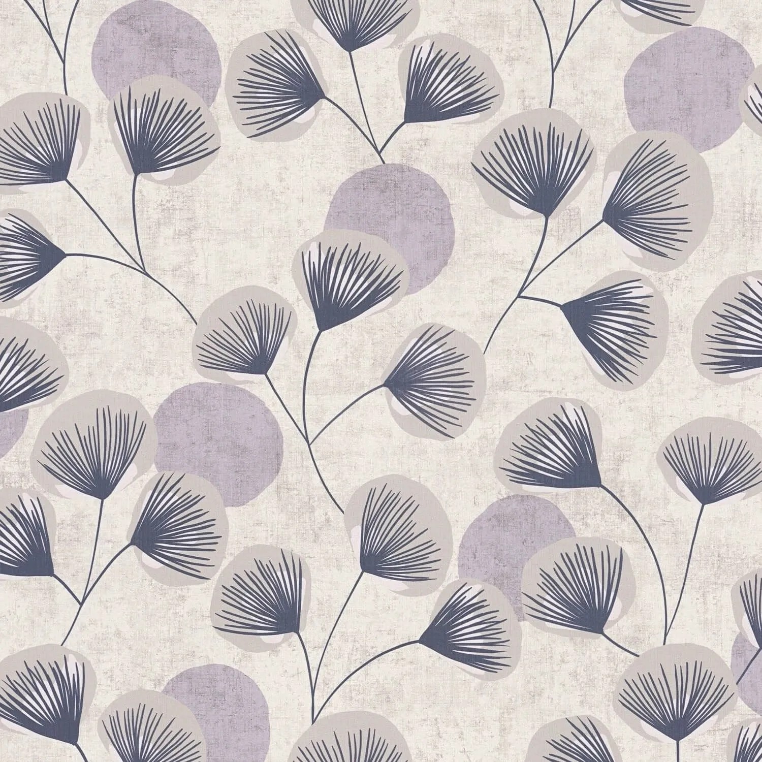 PROFHOME 791512-GU Landhaus Tapete Floral Grau Violett-Blau Weiß Blau 0,53 m x 10,05 m 5,33 m2