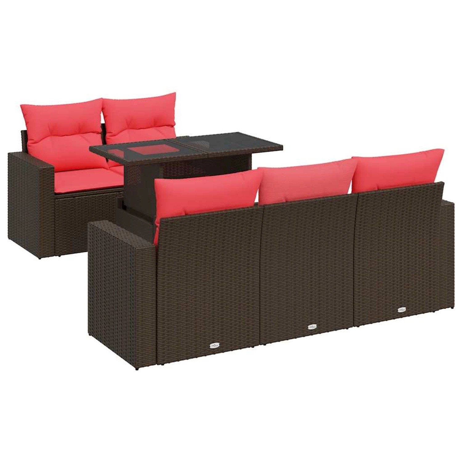 vidaXL 6-Tlg Garten-Sofagarnitur mit Kissen Braun Poly Rattan Akazie 332625 günstig online kaufen