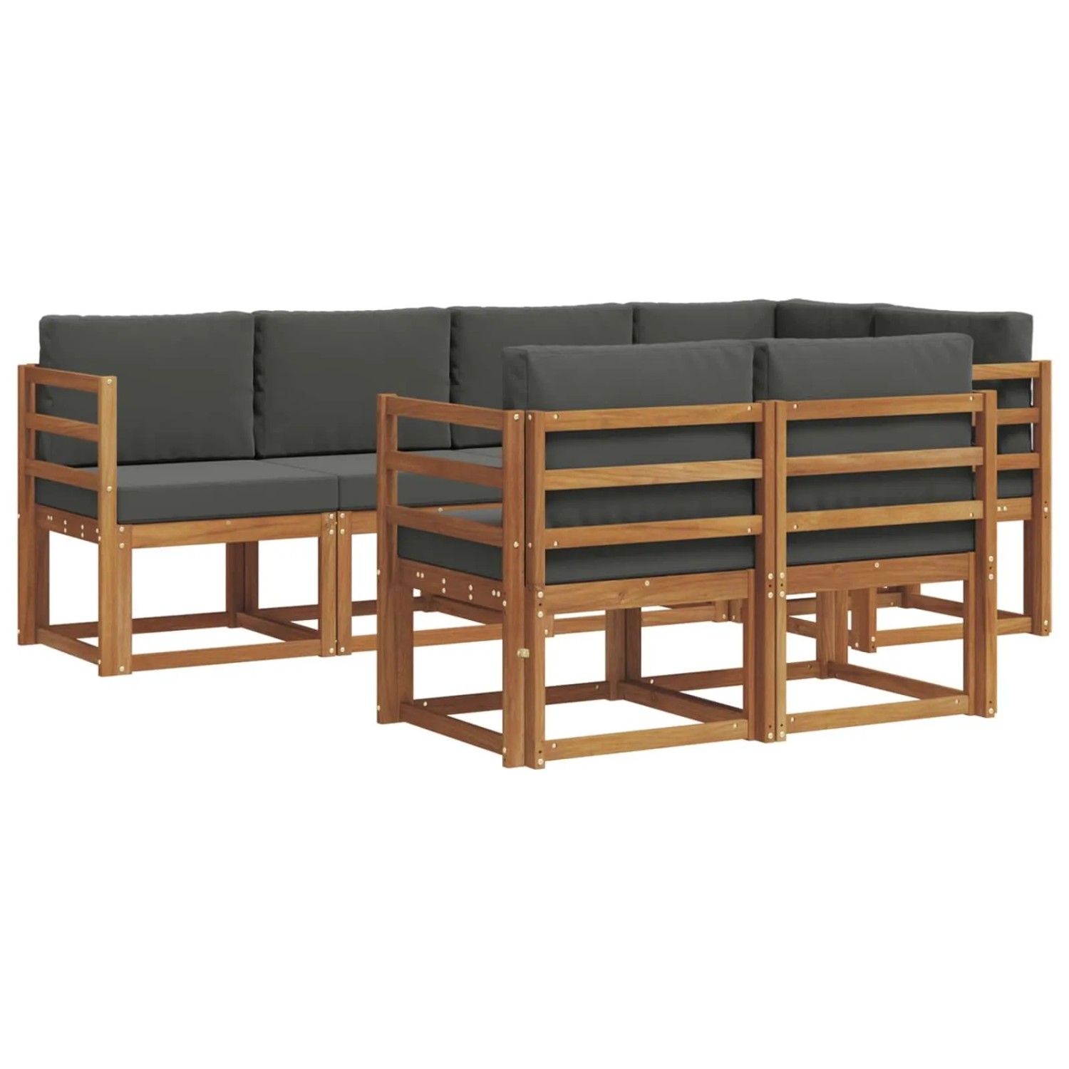 vidaXL Outdoor-Sofagarnitur mit Kissen 7-Tlg Natur und Anthrazit 3366520