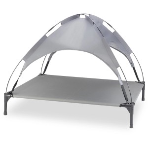 Graue Knuffelwuff Hundeliege XL mit Sonnendach für In- und Outdoor, 105x86x85cm.