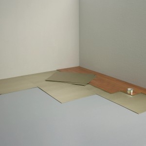 Ökolit Trittschalldämmung aus Holzfaser, 5 mm stark, unter Laminat und Parkett verlegt.
