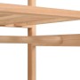 Detailaufnahme Kleiderschrank aus Tannenholz mit Ebenen und Stange.
