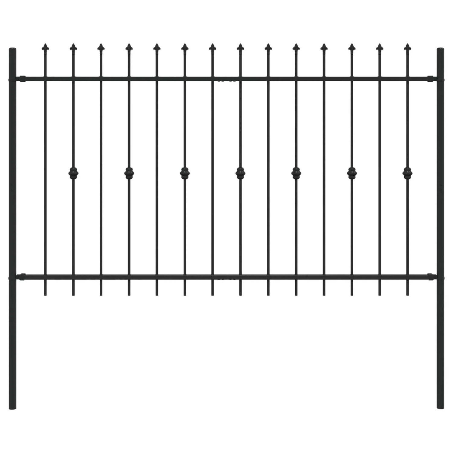 vidaXL Spießzaun Schwarz 200 x 130 cm Pulverbeschichteter Stahl 42030083