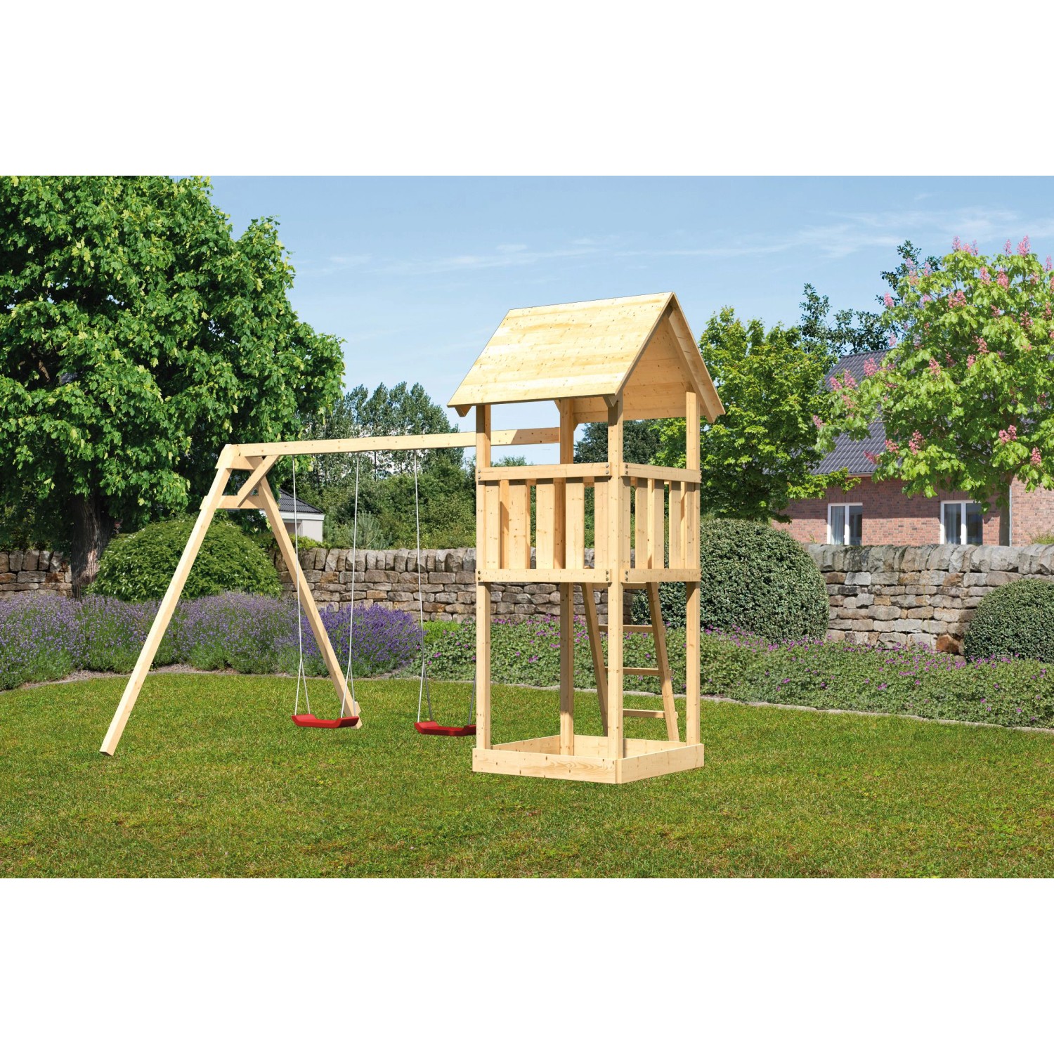 Karibu Kinderspielturm Lotti Set Schaukelanbau Doppel günstig online kaufen