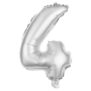 Party Factory Folienballon 100 cm Zahl 4 Silber Ø 100 cm