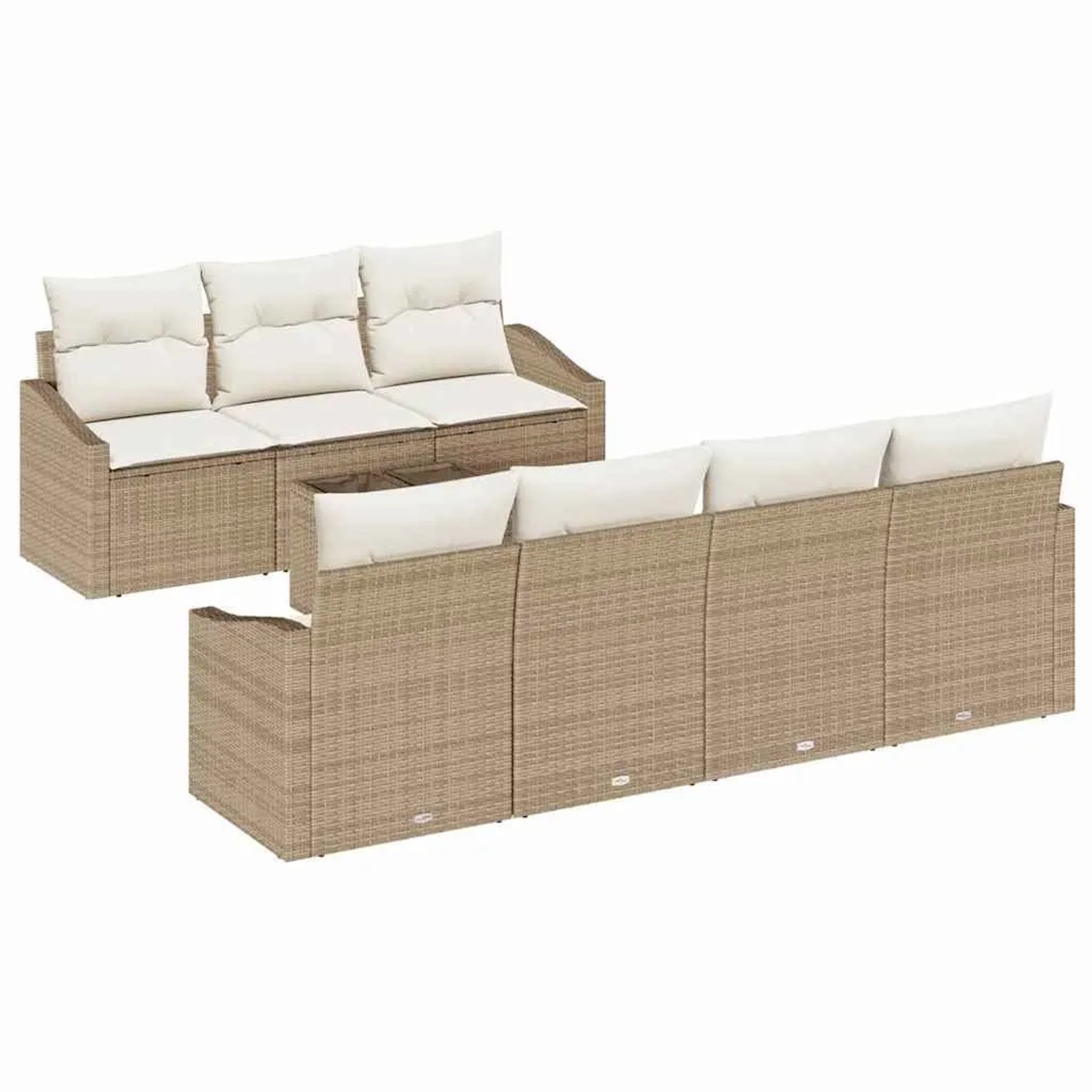 vidaXL Sofa Set mit Kissen 8-Tlg Beige und Creme Poly-Rattan 3346631 günstig online kaufen
