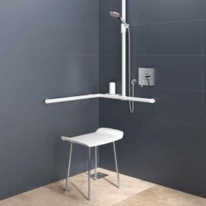 Delabie Be-Line D35 Handlauf 2-Wand, verstellbare vertikale Stange, Aluminium weiß