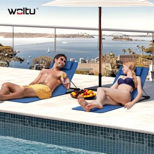 WOLTU Strandmatte 2er Set Strandliege mit Kopfkissen Klappbar Blau
