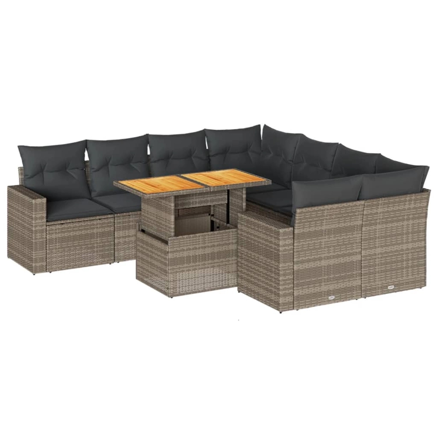 vidaXL 9-Tlg Garten-Sofagarnitur mit Kissen Grau Poly Rattan 3327021 günstig online kaufen