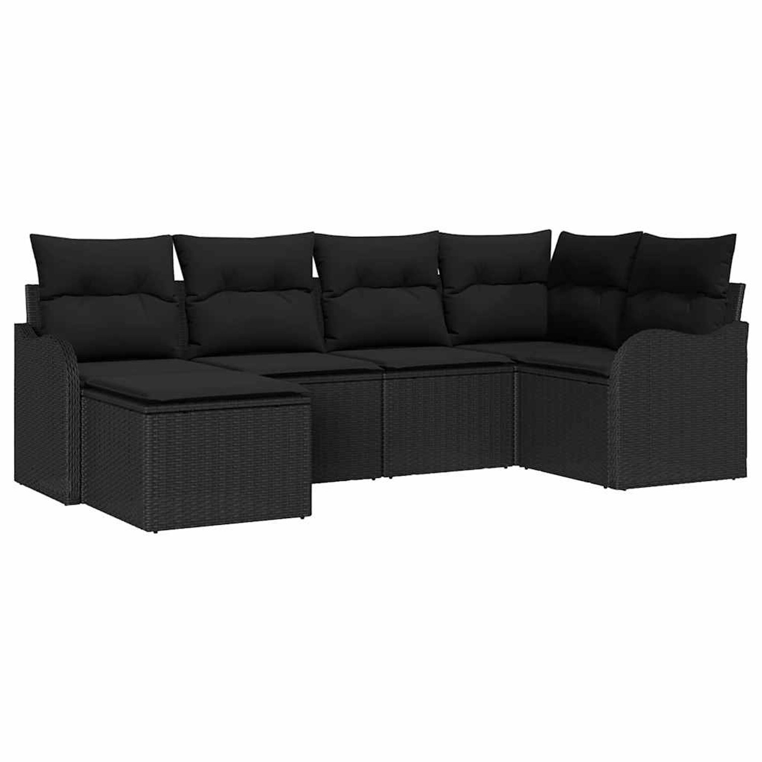 vidaXL Garten-Sofa-Set mit Kissen 6-Tlg Schwarz Poly Rattan 3354442 günstig online kaufen
