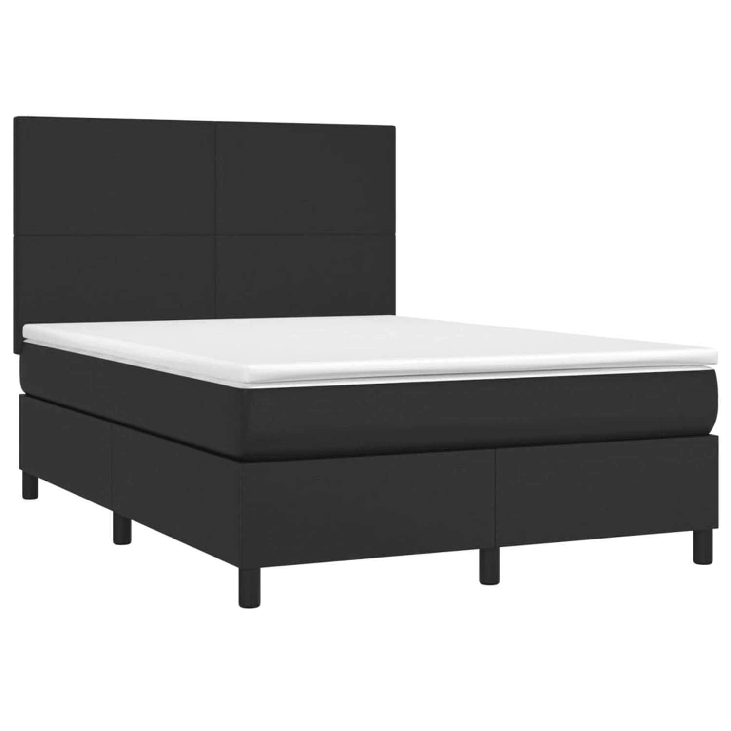 vidaXL Boxspringbett mit Matratze & LED Schwarz 140x200 cm Kunstleder 31358 günstig online kaufen