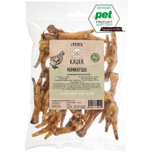Primox Hunde-Snack Hühnerfüße, getrocknet, im transparenten Beutel. Natürlicher Kausnack für Hunde.