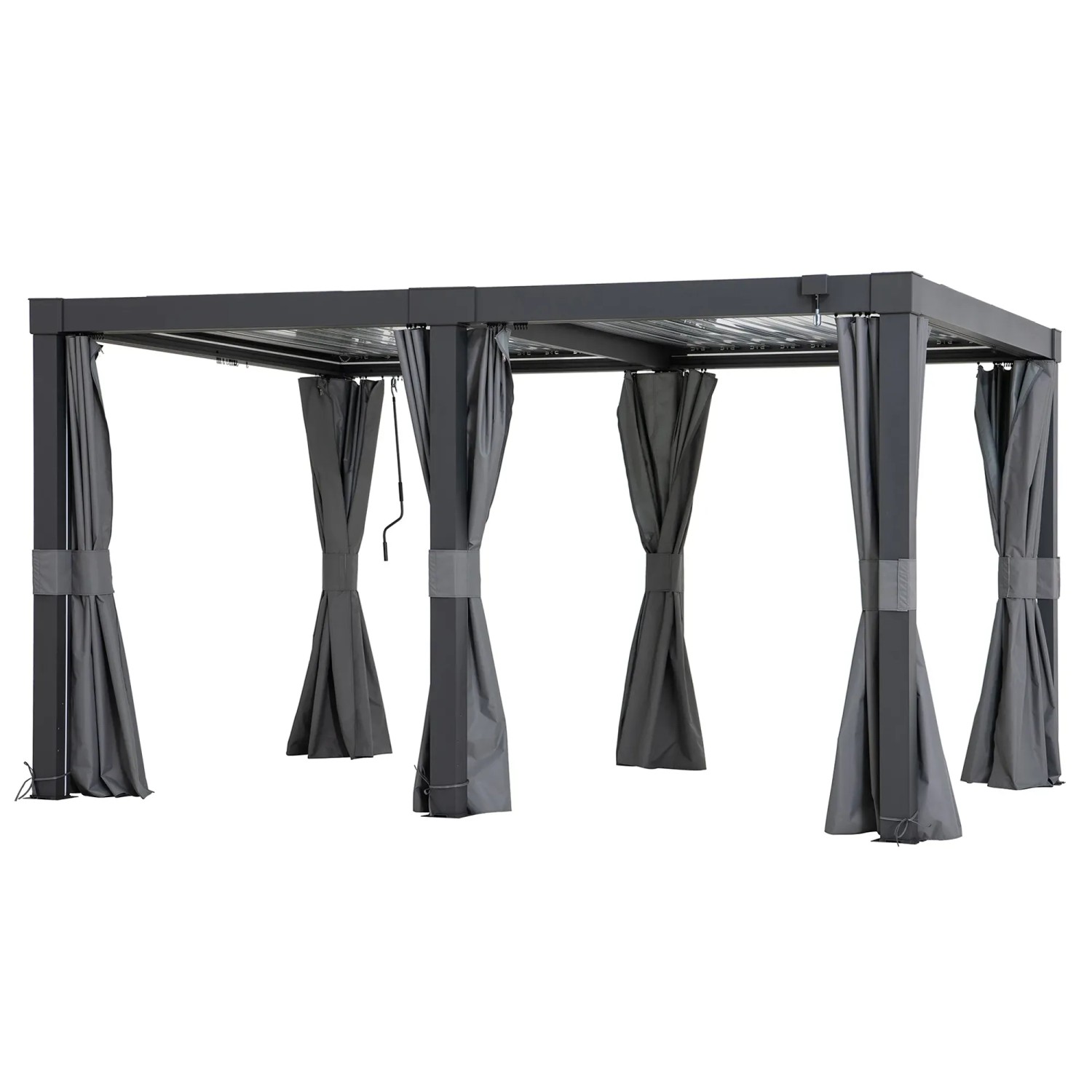 Sunjoy Vorhang-Set für Matterhorn Pergola, 306x406 cm, grau. Zubehör für Terrassenüberdachung.