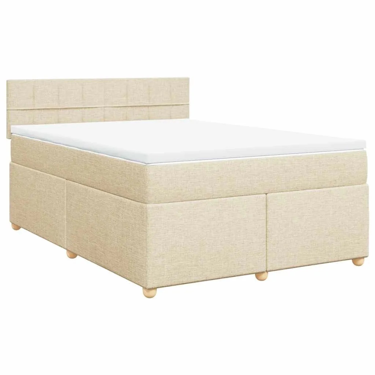 vidaXL Boxspringbett mit Matratze Creme 140x190 cm Stoff 3286680
