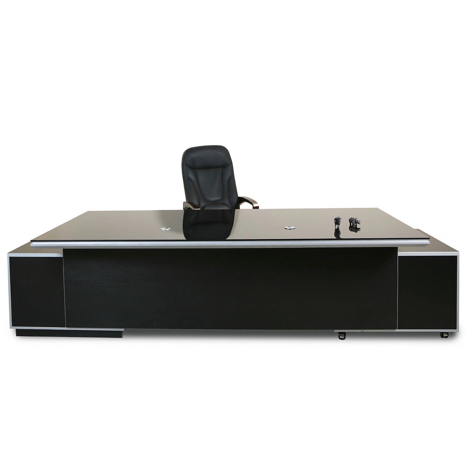 Jet-Line Luxus Chef Schreibtisch  Kehl Schwarz Inkl 2 Sideboards 245 x 105 günstig online kaufen