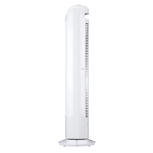 Weißer Turmventilator, 81 cm hoch, für eine angenehme Kühlung im Raum.