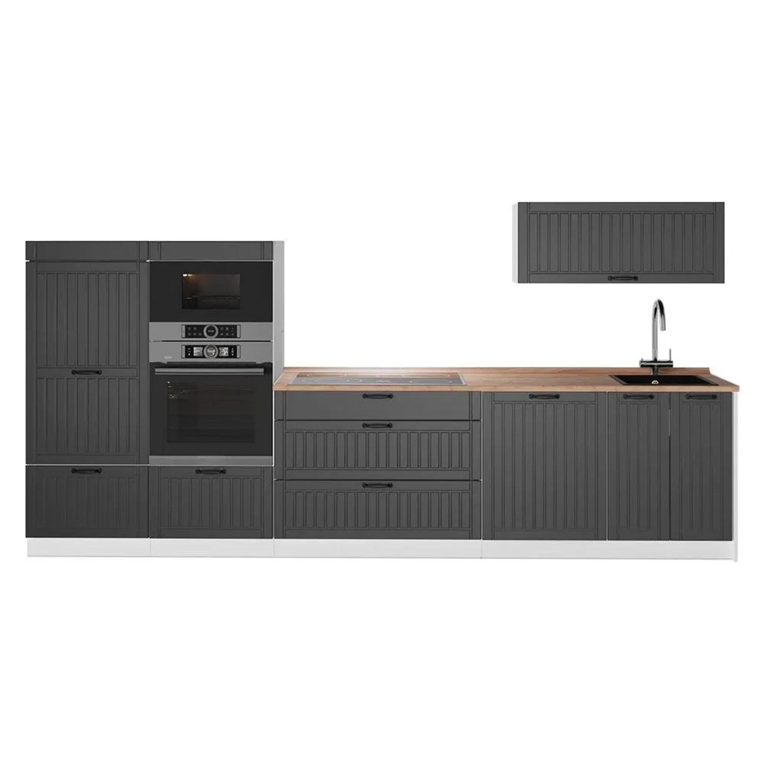 Vicco Küchenzeile Fame-Line Dunkelgrau/Weiß 340 x 154 AP Eiche Art Nr 64531