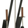 Lienbacher Kamingarnitur, 3-teilig, schwarz beschichtet mit Besen, Schaufel und Schürhaken.