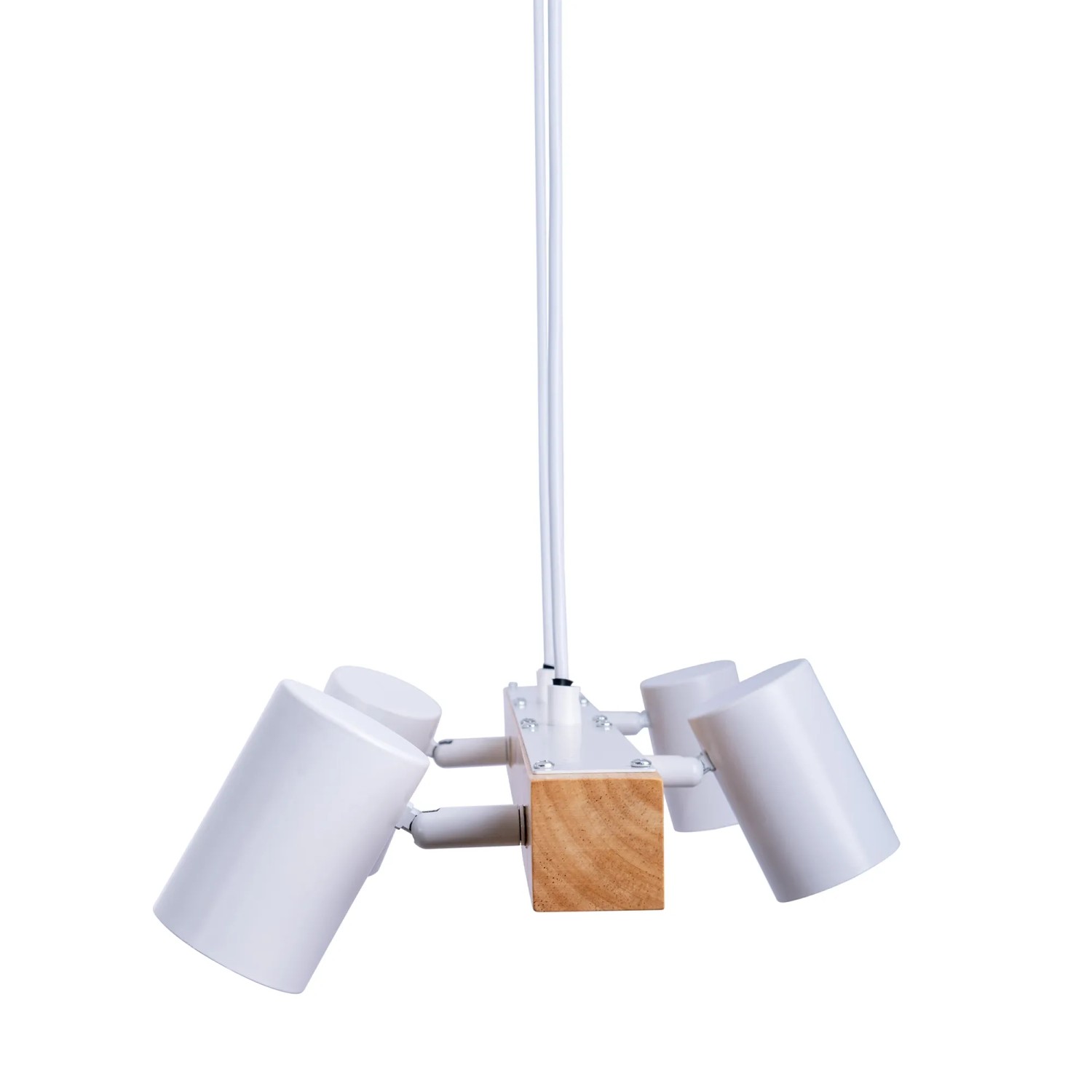 Weiße Näve Pendelleuchte Frida, 4-flammig, mit Holzdetails. Ideal für Esstisch oder Wohnbereich.