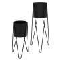 ML-Design Blumenständer 2er Set, schwarz, aus Stahl. Dekorative Pflanzenständer für Innen und Außen.