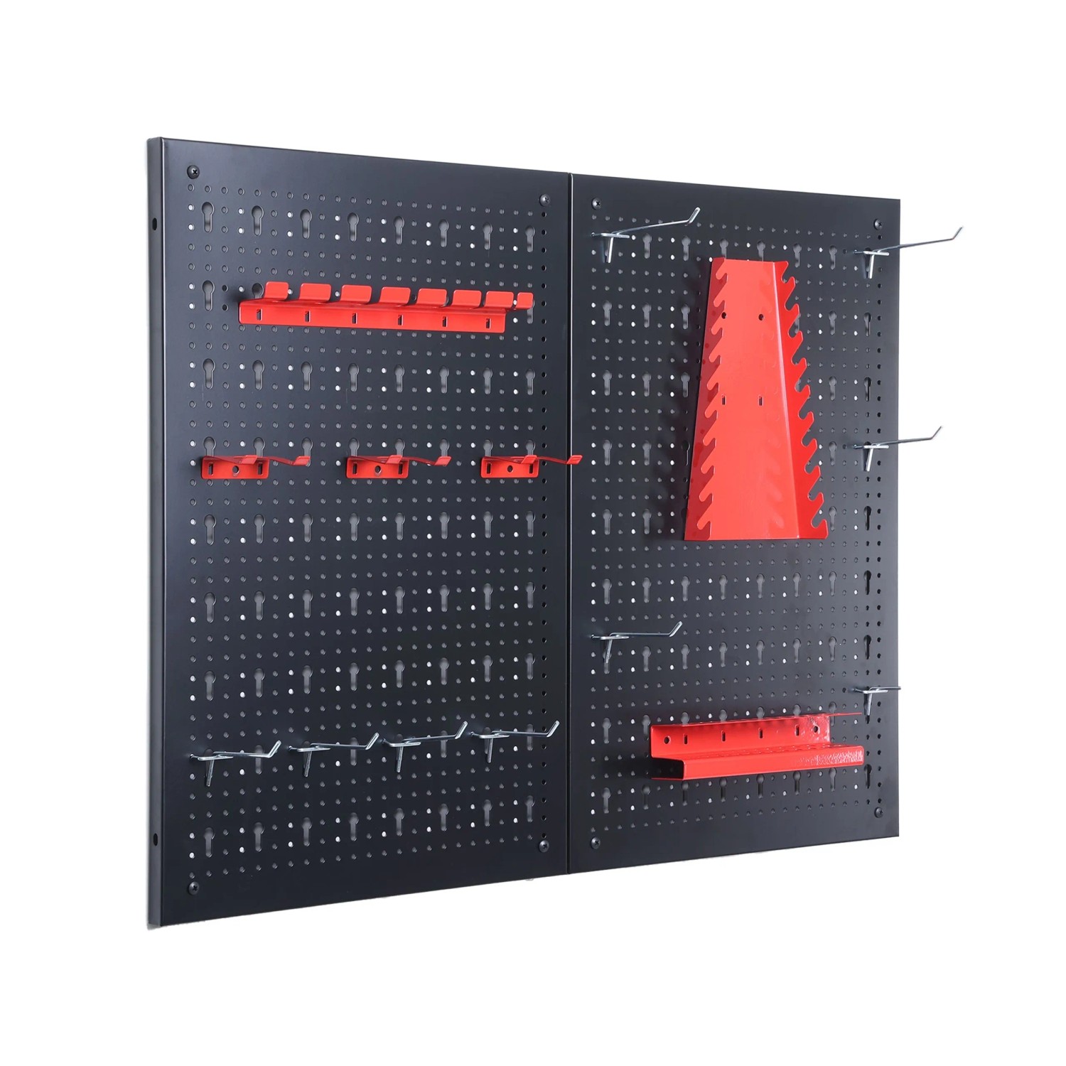 Floordirekt Werkzeugwand Parker Lochwand Set Werkzeughalter Schwarz Rot 2 Platten