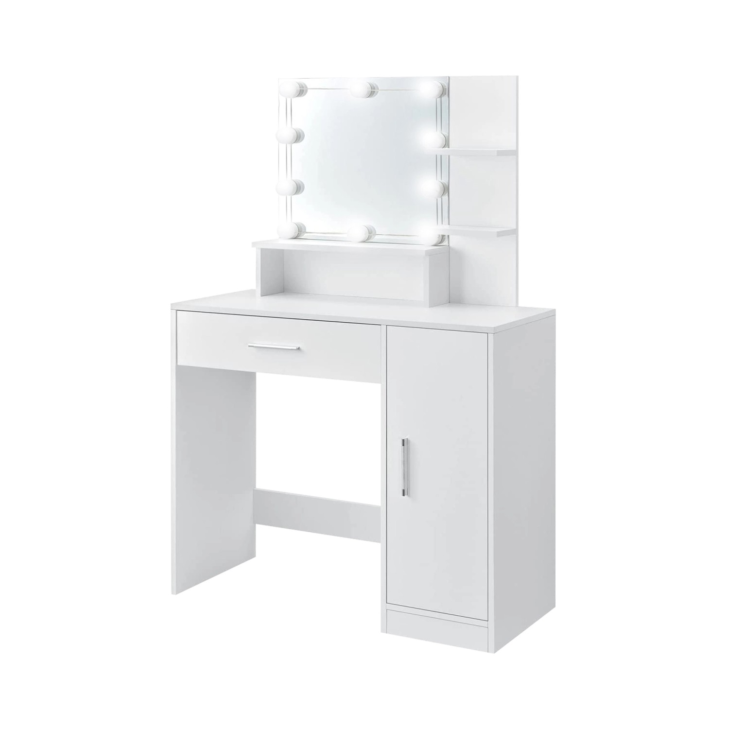 ML-Design Schminktisch Weiß mit LED-Beleuchtung Spiegel 90x38x137cm aus MDF günstig online kaufen