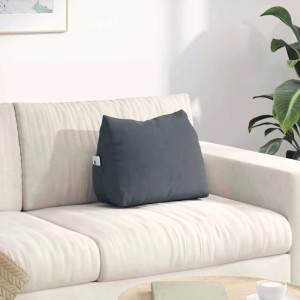 Dunkelgraues vidaXL Rückenkissen aus Cordstoff auf einem Sofa.