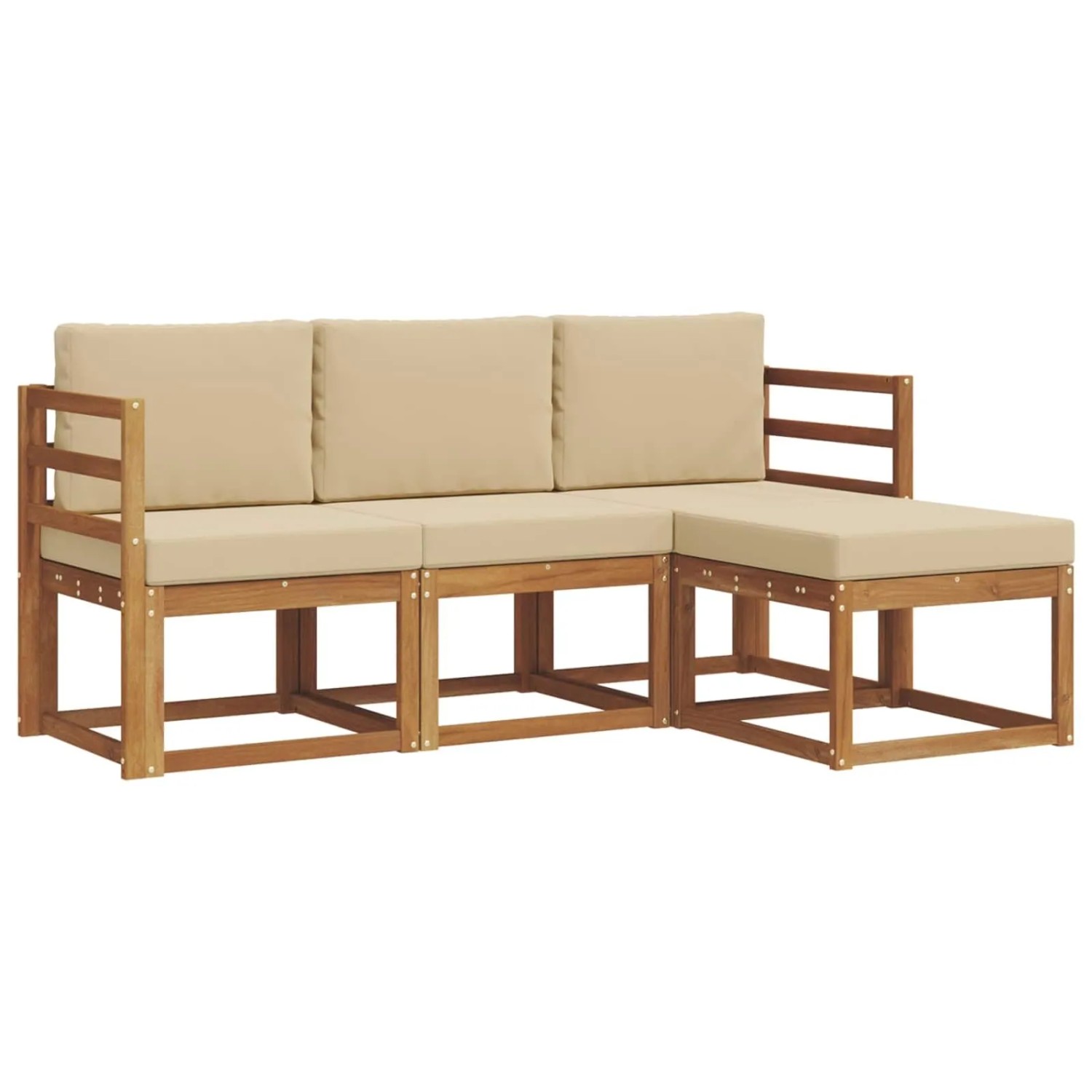 vidaXL Outdoor-Sofagarnitur mit Kissen 4 Stk Natur und Beige 3366206