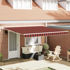 Ausgezogene, orange-braune vidaXL Markise (400x300 cm) spendet Schatten auf Terrasse.