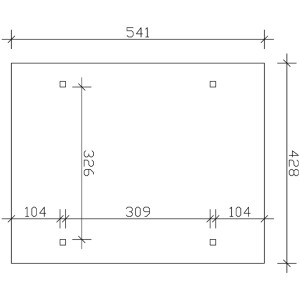Skizze des Skan Holz Carport Odenwald, Maße: 428 x 541 cm, gerade Kopfbänder.