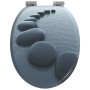 vidaXL WC-Sitze, 2er Set, grau, MDF, mit Steindekor und Soft-Close-Funktion.