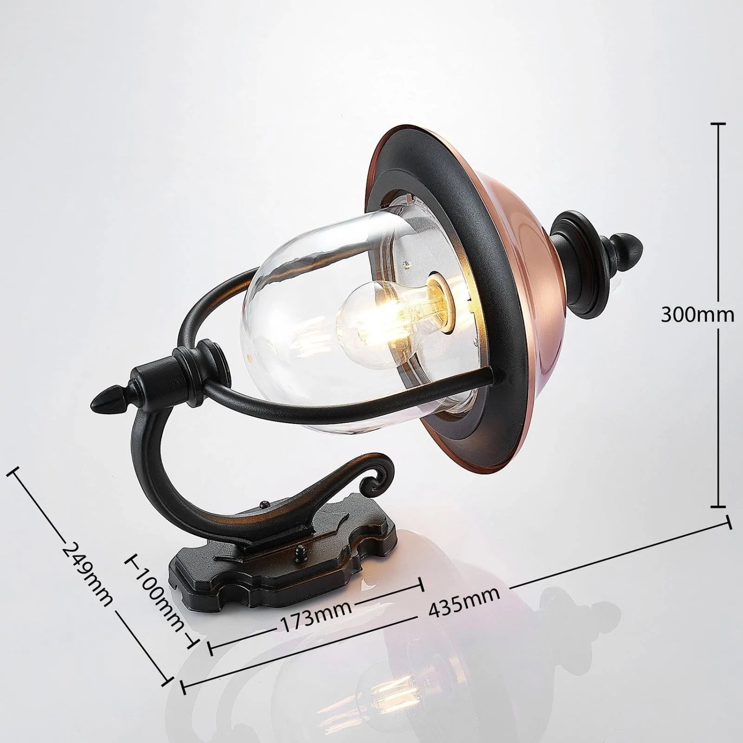 Lindby Wandleuchte Außen Laterne Clint 9630097 Spritzwassergeschützt Retro Vintage Antik in Kupfer aus Aluminium 1-flammig E27_4