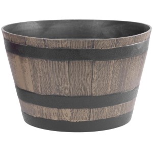 PROREGAL Blumentopf im Holzfass-Design, 52x30cm, braun. Ideal für Garten, Balkon oder Terrasse.