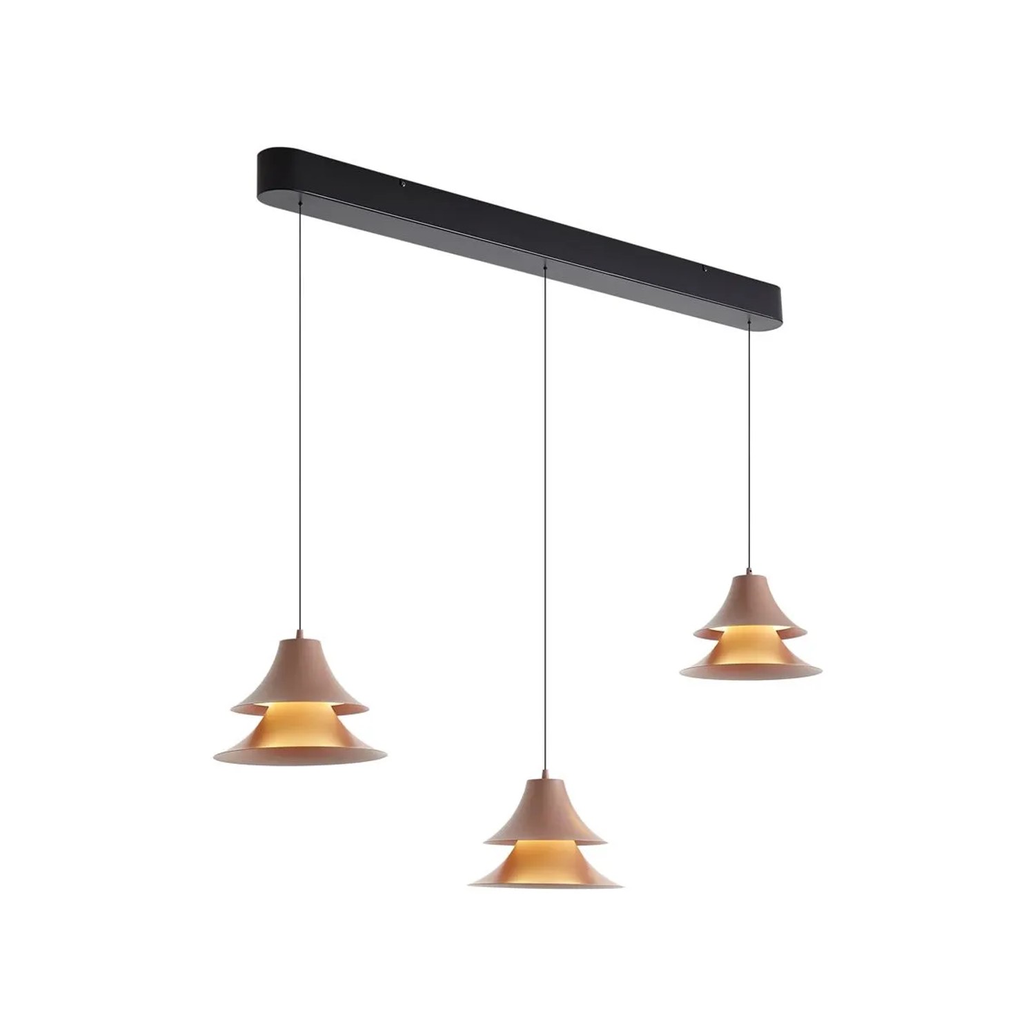QAZQA Pendelleuchte Schwarz mit Mokka inkl. LED 3-Stufen-Dimmbar 3-Lichter Easylift Witch